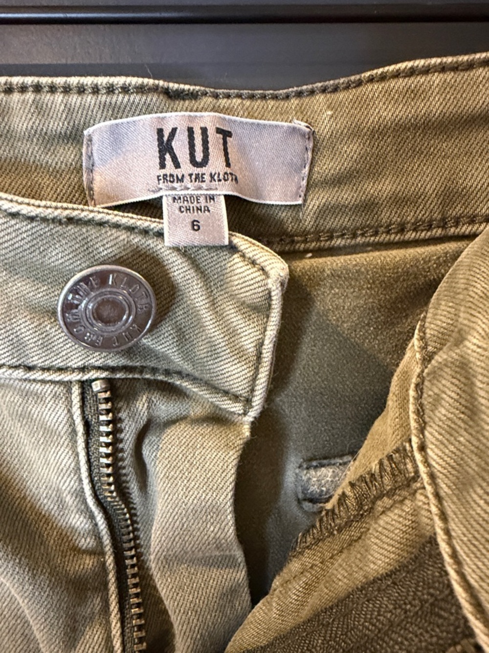 Kut from the Kloth Olive High-Rise Wide Leg Pants - Picture 2 of 4